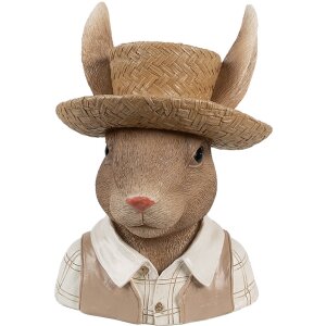 Clayre & Eef 6PR5125 Pot de fleurs lapin style campagnard marron beige 15x15x21 cm