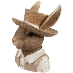 Clayre & Eef 6PR5125 Pot de fleurs lapin style campagnard marron beige 15x15x21 cm