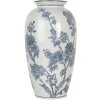 Clayre & Eef 6CE2071 Vase blanc-bleu Vase en céramique avec motif floral 37 cm