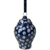 Clayre & Eef 6CE2113 Décoration Pendentif Céramique Bleu Blanc Ø 5x8 cm