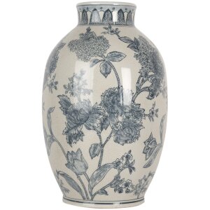 Clayre & Eef 6CE2075 Vase Blanc Bleu Céramique...