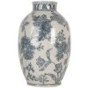 Clayre & Eef 6CE2075 Vase Blanc Bleu Céramique Ø22x36 cm Style Bohème