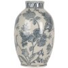 Clayre & Eef 6CE2075 Vase Blanc Bleu Céramique Ø22x36 cm Style Bohème