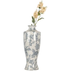 Clayre & Eef 6CE2080 Vase Céramique Blanc Bleu 42 cm Design Boho