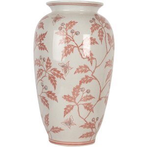 Clayre & Eef 6CE2081 Vase Céramique Beige Rouge Ø 23 cm Hauteur 42 cm Style campagne