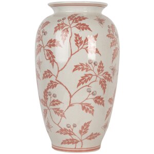 Clayre & Eef 6CE2081 Vase Céramique Beige Rouge Ø 23 cm Hauteur 42 cm Style campagne