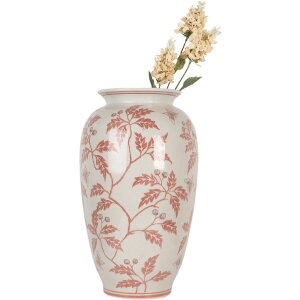 Clayre & Eef 6CE2081 Vase Céramique Beige Rouge Ø 23 cm Hauteur 42 cm Style campagne