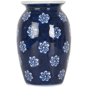 Clayre & Eef 6CE2085 Vase bleu-blanc Ø 10x15 cm