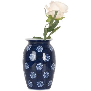 Clayre & Eef 6CE2085 Vase bleu-blanc Ø 10x15 cm