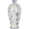 Clayre & Eef 6CE2086 Vase en céramique blanc bleu Ø 21x42 cm style campagnard