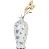 Clayre & Eef 6CE2086 Vase en céramique blanc bleu Ø 21x42 cm style campagnard