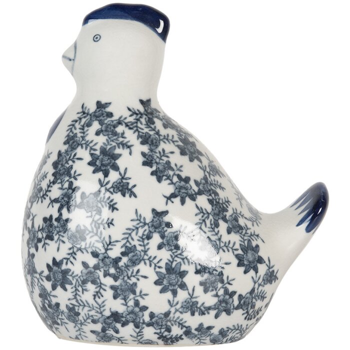 Clayre & Eef 6CE2092 Poulet Déco Figurine Vintage en céramique Blanc-Bleu 18x12x21 cm