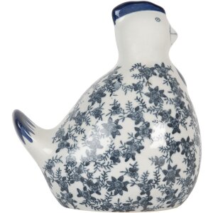 Clayre & Eef 6CE2092 Poulet Déco Figurine Vintage en céramique Blanc-Bleu 18x12x21 cm