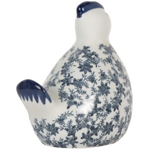 Clayre & Eef 6CE2092 Poulet Déco Figurine Vintage en céramique Blanc-Bleu 18x12x21 cm