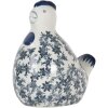 Clayre & Eef 6CE2092 Poulet Déco Figurine Vintage en céramique Blanc-Bleu 18x12x21 cm