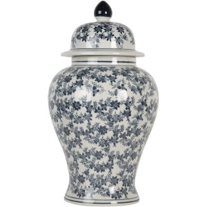 Clayre & Eef 6CE2096 Pot décoratif avec couvercle blanc-bleu Ø 22x40 cm