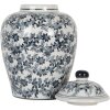 Clayre & Eef 6CE2098 Pot décoratif avec couvercle Blanc-Bleu Ø 16x26 cm