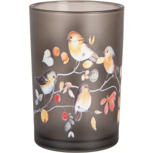 Clayre & Eef 6GL4955 Bougeoir en verre Gris Orange Ø12x18 cm