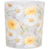 Clayre & Eef 6GL4956 Porte-bougies à chauffe-plat Set 2 fleurs en verre style campagnard blanc jaune