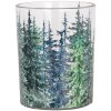 Clayre & Eef 6GL4958 Porte-bougies à chauffe-plat Set 2 Vert Forêt de sapins Ø 7x8 10x13 cm