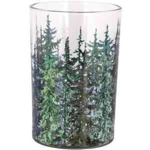 Clayre & Eef 6GL4959 Bougeoir Motif Forêt Vert Ø 12x18 cm Verre