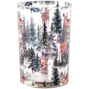 Clayre & Eef 6GL4961 Porte-bougie à chauffe-plat en verre motif forêt 12x18 cm style campagnard