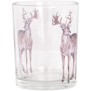 Clayre & Eef 6GL4964 Porte-bougies à chauffe-plat Set 2 Verre Motif cerf Ø7x8cm Ø10x13cm