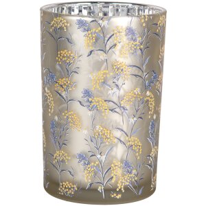 Clayre & Eef 6GL4967 Bougeoir en verre Gris Jaune 12 cm 18 cm de haut