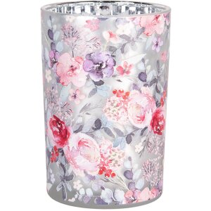 Clayre & Eef 6GL4971 Bougeoir en verre Gris Rose Ø12 cm H18 cm