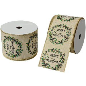 Clayre & Eef LI0132 Dekoband Weihnachtsschleife Beige...