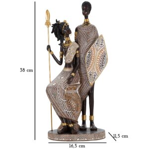 Mauro Ferretti Paire de figurines Masai 16,5x11,5x38 cm