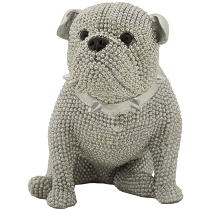 Mauro Ferretti Figurine décorative de bouledogue Sparky 17x11x14 cm argenté