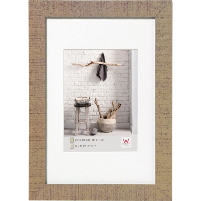 Walther Cadre photo en bois HOME beige brun 20x30 cm avec passe-partout 13x18 cm