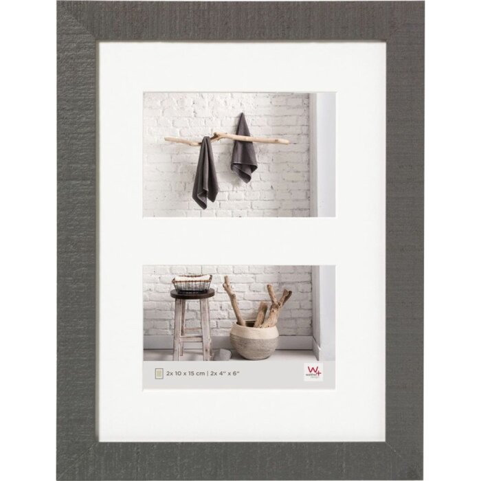 Walther Cadre de galerie en bois Home 2 photos 10x15 cm gris