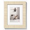 HOME Cadre en bois blanc crème 15x20 cm avec passe-partout 10x15 cm