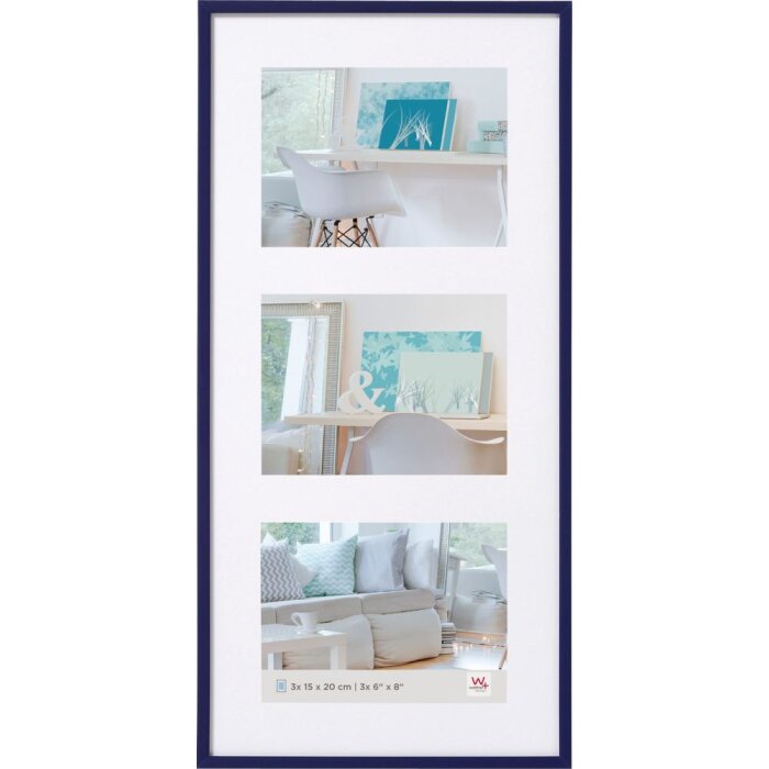 Walther Cadre photo plastique New Lifestyle bleu 3 photos 15x20 cm