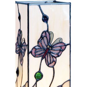 Lampe de table petit verre avec papillons 12,5x35 cm