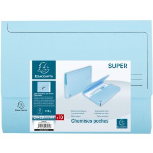 Paquet de 10 porte-documents avec capuchon A4 bleu