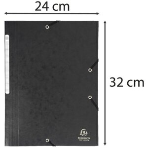 Porte-documents avec maxi capacité, élastique et 3 rabats en carton Manila 425g Nature Future, pour format A4 Noir