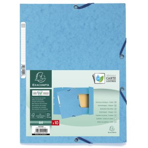 Chemise à 3 rabats avec élastique Carton de Manille 400g-m2 - A4 Turquoise