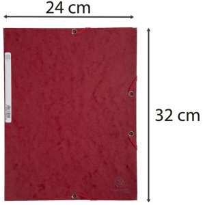 Exacompta Porte-documents avec élastique 3 rabats Manila Carton 400g DIN A4 Cerise