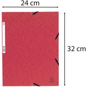 Exacompta Chemise à élastiques 3 rabats Manila Carton 355g Format DIN A4 Rouge