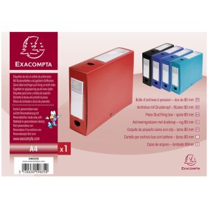 EXACOMPTA Boîte darchives avec bouton-pression PP 700µ dos 80 mm opaque DIN A4 rouge