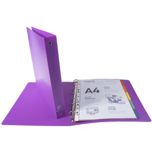 Classeur à anneaux en PP 700µ avec 4 anneaux 30mm, dos 40mm, opaque, DIN A4 grande largeur Couleurs assorties