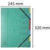 Dossier de classement en carton Manila 400g agrafé avec 7 compartiments et élastique, pour format A4 Vert