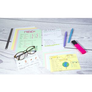 Paquet de 100 fiches non perforées, DIN A8 55x74mm, 205g, vierges blanches