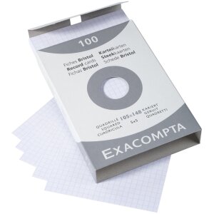 Paquet de 100 fiches non perforées DIN A6 105x148mm 205g quadrillées blanc