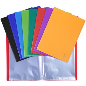 Chemise transparente A4 20 pochettes 8 couleurs assorties