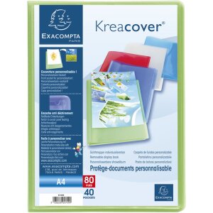 Chemise transparente en PP 500µ avec 40 pochettes Krea Cover Chromaline A4 assorties