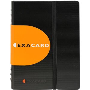 Porte-cartes de visite Exacard avec 20 pochettes amovibles pour 120 cartes Exactive, 20x14,5cm noir